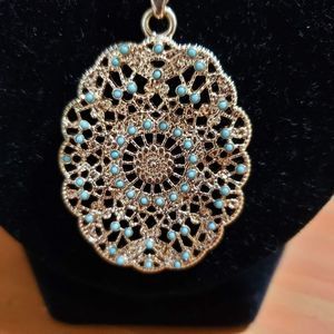 Beaded Turquoise Medallion